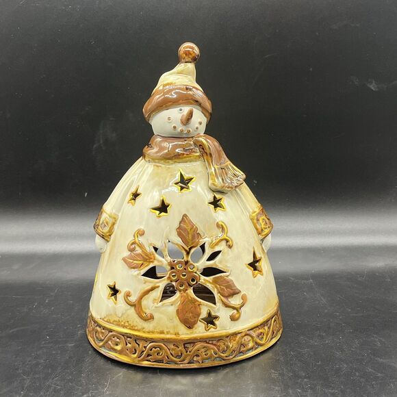 Kirkland's Home Snowman 9.25" Votive Candle Holder tealight christmas winter - Picture 1 of 9